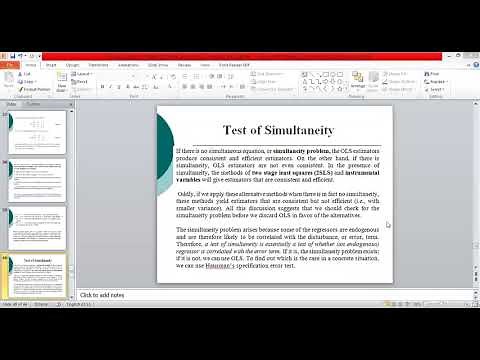 Hausman specification test: test of simultaneity; Test of endogeneity and exogeneity