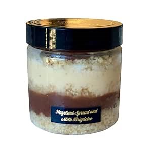 Gourmet Cake in a Jar - Hazelnut Cake in Jar with Vanila Cake Layered with Hazelnut Chocolate Filling and Leche Brigadeiro - Birthday Gift Baskets, Brazilian Brigadeiro, Hazelnut Chocolate, Hazelnut Chocolate Brigadeiro, 3 Leches, 3 Leches Brigadeiro, Dessert Package, Pressure Lid, Send a Bakery Fresh Cake to Friends or Family, Hazelnut by Misses Sweet, 4 oz