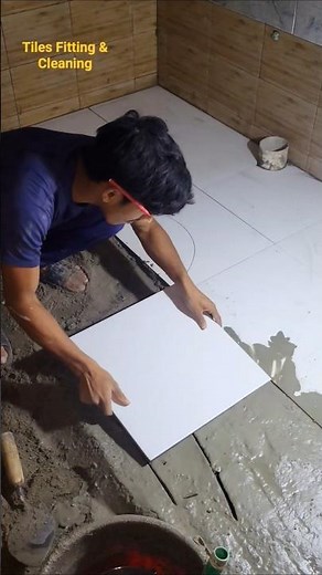 After installing the tiles on the floor, I measured and leveled it with a string.#short#reel#videos