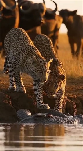 Leopards Face a Crocodile as Buffaloes Stand Guard | Wild Africa 4K