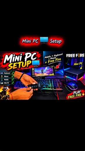 Mini PC 🖥 setup 🔥 keyboard + mouse + mobile = PC 🖥😱 #freefire #shorts #viral #trending