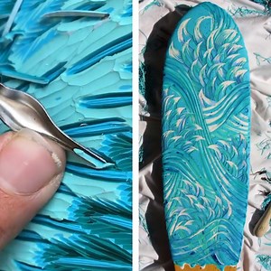 Carving Layered Acrylic Paint to Make Detailed Artwork | Lady Panda