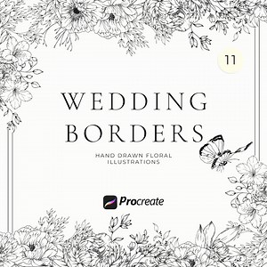 Procreate Wedding Border Stamps: Rose Floral Invitation (digital Download) - Etsy