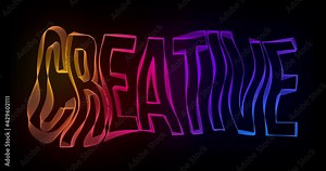 Creative Typography Text Animation with wavy color lines. 4k motion video animation Waves of liquid lines morphing into patterns. Modern colorful fluorescent Sound wave shape.