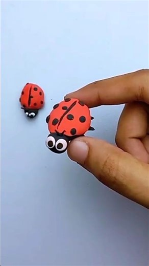 How to make a ladybug with clay - beautiful DIY clay craft #diycrafts #shorts
