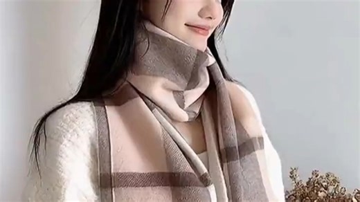 HR赫莲娜羊毛围巾女秋冬季2025新款保暖围脖高档生日礼物送女生女友 奶咖格【品牌专柜礼盒】