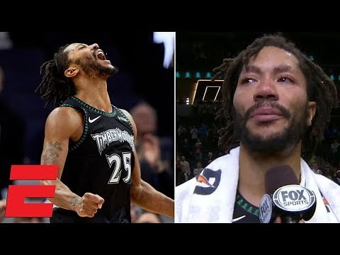 Derrick Rose scores 50 vs. Jazz, gets emotional in postgame interview | NBA Highlights