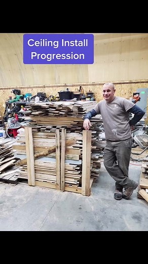 DIY Pallet Wood Ceiling Installation Process