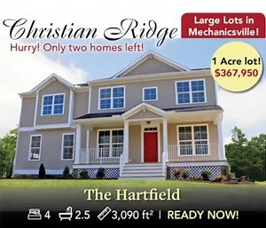 Buy your new home on a beautiful wooded lot located in convenient Mechanicsville. Only two Quick Move-in Homes available in this great community - for more information call 804.302.4542 or visit GoMSH.com/Christian-Ridge | Main Street Homes