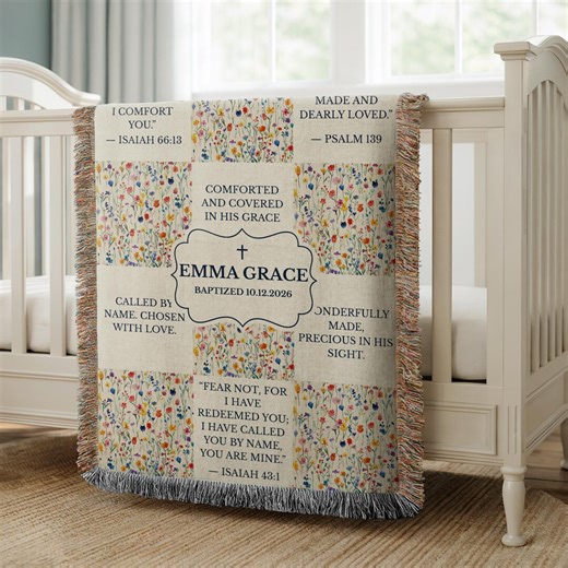Custom Baptism Gift, Baby Christening Gift, Woven Blanket Gift for Godson or Goddaughter, Baby Baptism Gifts, Baptism Gift From Godmother - Etsy