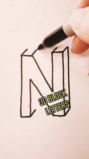 How to Draw 3D Block Letters: N