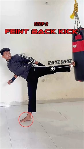 Feint back kick tutorial 🔥✅ #feint #back #kick #kickboxing #karate #mma #ufc #tutorial #training