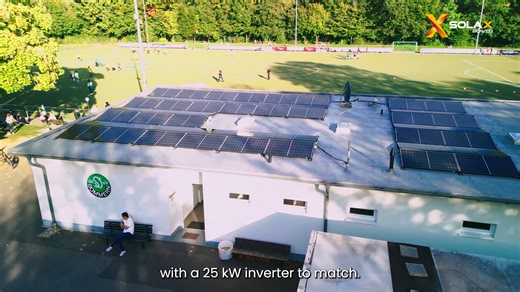 #SolaXCase: Fueling Dreams, Empowering Youth — SolaX Brings Clean Energy to SV Bommern 05 Sports Club in Germany Continuing our Mission X story, SolaX Power joined hands with our trusted installation partner LILUX GmbH to bring a sustainable energy solution to the SV Bommern 05 Sports Club in Germany. What the project features: ◆ 58 Solar Panels ◆ 1 × X3-ULTRA-25K(AFCI) Inverter ◆ T30 energy storage system equipped with 2 × MC0600 BMS units and 5 × HV10230 V2 batteries (15 kW capacity) Together,