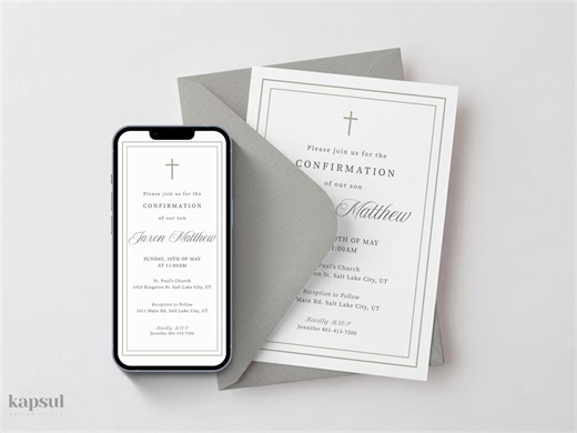 Catholic Confirmation Invitation Template, Editable Canva Invite (digital Download) - Etsy UK