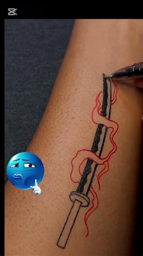 Japanese samuri katana on wrist gel pen tattoo art #gelpenart # tattoo #art #foryou #foryoupage #fyp