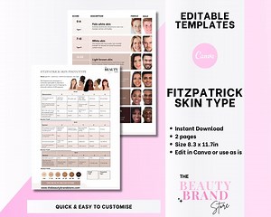 Fitzpatrick Skin Type Chart: Editable Skincare Forms (canva, PDF) - Etsy Australia