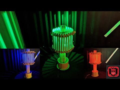 How to make a popsicle stick table lamp 💛⚡ice cream stick shade/amazing DIY craft