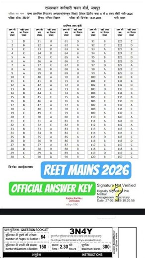 Reet mains official |Answer key 2025 with paper code