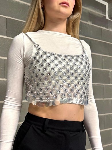 Handmade Crystal Rhinestone Chain Top – Festival Body Jewelry - Etsy Canada