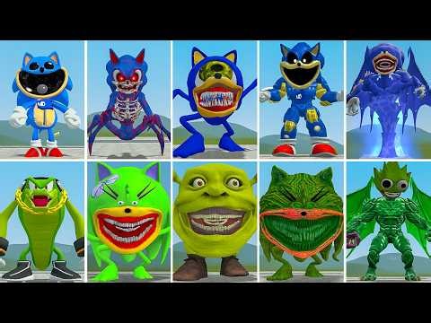 ALL NEW SONIC GREEN FAMILY VS ALL SONIC MECHATITAN POPPY PLAYTIME CHATER 4 IN GARRYSMOD!,...