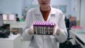 4K Slow motion Test tubes with blood inside. Scientist Researching...