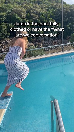 We jumping 😅 #trending #jump #pool #fyp #foryoupage #summer | what are we conversation
