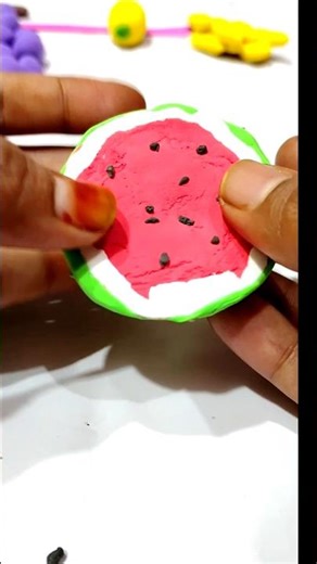 🍉🍉🍉DIY clay watermelon #shortvideo #arthappycraft #youtubeshorts #clay #craft