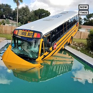 270K views · 366 reactions | This school bus crashed into a swimming pool while children were on board — luckily, no one was hurt | NowThis | Facebook