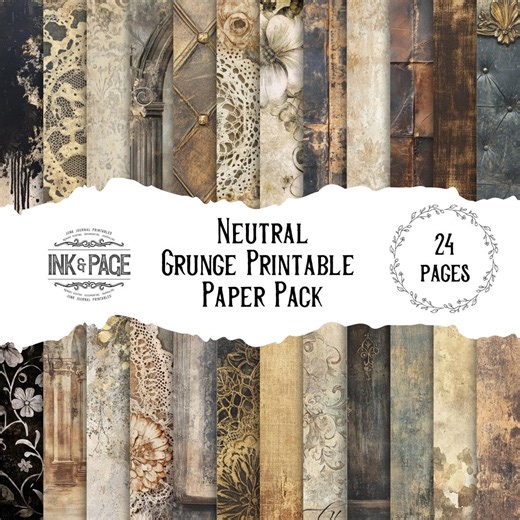 Neutral Grungy Printable Paper Pack Grungy Gothic Digital Download Junk Journal Distressed Pages Vintage Dark Background Industrial Craft - Etsy