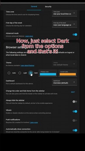 "How to Enable Dark Mode in Home Assistant in 30 Seconds! 🌙 #homeassistant #darkmode #tutorial