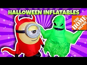 Home Depot Halloween INFLATABLES Oogie Boogie Hanging & Minion 2021 Blow UPS #halloween2021