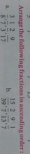Arrange the following fractions in ascending order: a. 3/8, 1/... | Filo
