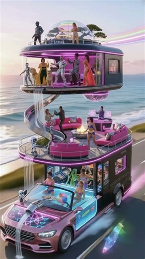 🌊 Ocean Road Trip: Extreme Limo Design! 🤩 #AIHomeMoving #OceanRoadTrip