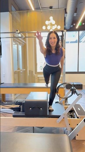Reformer stability and balance with a magic circle. Standing Pilates option.