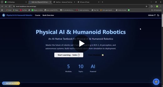 🚀 Hackathon Completed | Building the Future of Physical AI Robotics Proud to share that I’ve successfully completed Hackathon I focused on Physical AI Humanoid Robotics 🤖✨ During this… | shifa muhammad akram