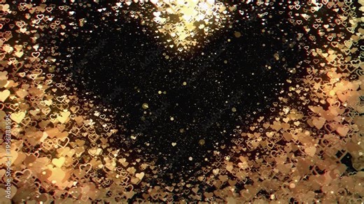 4k l Seamless loop video of radiant floating hearts and particles for romantic award ceremonies, for VJ sets, high-tech club visuals, electronic music festivals, stage screens and for LED video walls