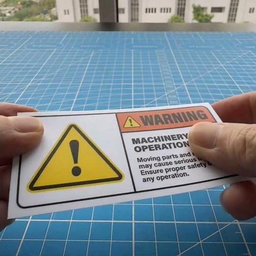 Machinery in Operation. Warning Caution Danger Sign Label. Malaysia Premium Waterproof Sticker.
