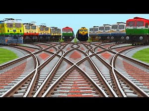 TEN RAILS PASSING FOR CURVED BRANCHED RAILROAD TRACKS BUMPY RAILROAD TRACK |train wold4