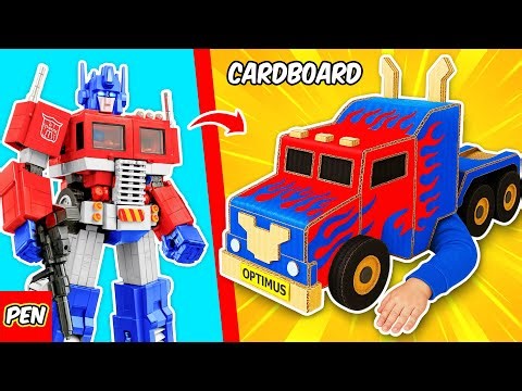 LEGO TRANSFORMER How to Made LEGO Optimus Prime Vs Optimus Cardboad Pen Bricks