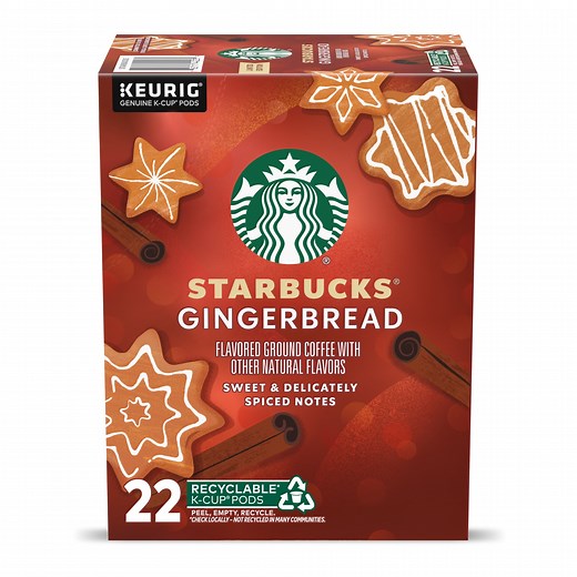 Starbucks Gingerbread Naturally Flavored Coffee, Keurig K-Cup Coffee Pods, 22 Count