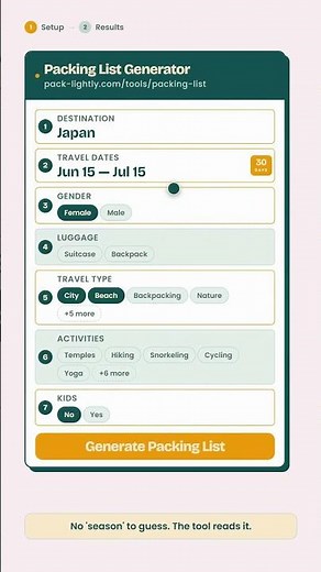 What to Pack: Auto-Generated Packing Lists #packinglight #packinglist