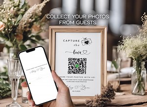 Site Web de téléchargement de photos, enseigne de table de codes QR, collecte de photos d'invités au mariage, capture l'amour, code qr photo, code qr invité, téléchargement de photos - Etsy France