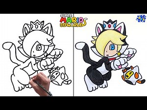 How to Draw Cat Rosalina from Super Mario 3D World || Easy Step by Step