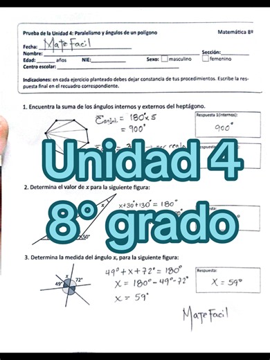 Unidad 4 Matemática 8° grado - Guía resumen
