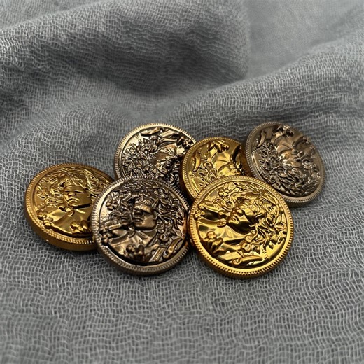 Vintage Medallion Portrait Metal Buttons 18mm-25mm, Greek Goddess Relief Gold Shank Buttons for Blazer Wool Coat, Mythical Sewing Notions - Etsy