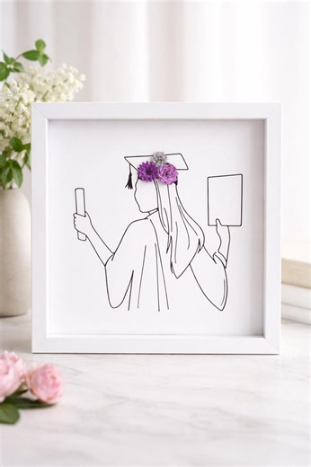 Custom Graduation Shadow Box | Personalized Graduation Gift | Graduate Wall Art | Handmade Paper Flower Frame - Etsy