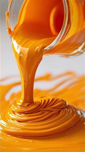 ASMR Pouring Paint | Satisfactory Video | Orange Color