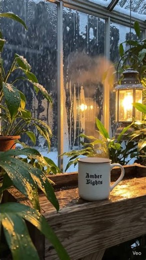 Night Greenhouse Ambiance 🌿 Snowy Window ASMR