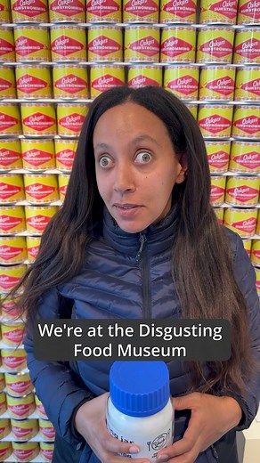 Most museums have a visual culture, but this little museum takes guests on a multisensory tour. The Disgusting Food Museum also challenges our culinary biases. Descriptive Transcript: Haben faces the camera holding a closed jar. Behind her is a wall of red and yellow cans. Haben: A lot of museums focus on visuals. I’m at a museum that’s now encouraging people to explore their sense of smell and their sense of taste. We’re at the Disgusting Food Museum in Malmö, Sweden, and there are dangerous fo