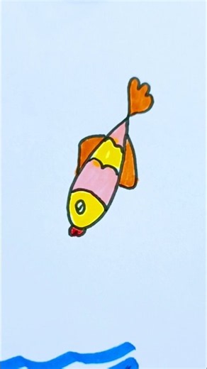 How to draw very easy fish drawing #artclass #trending #easydrawing #kids